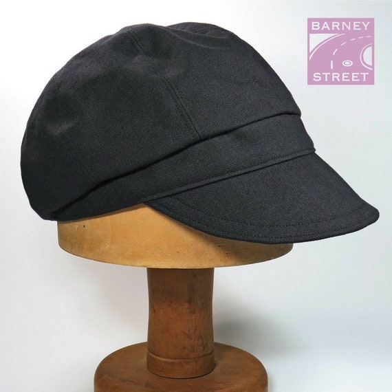 Black Cotton Compact Newsboy Cap 