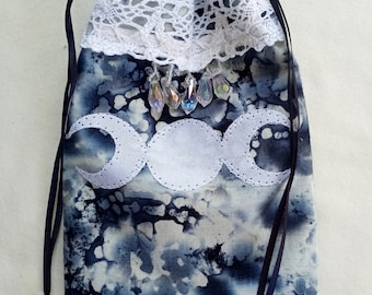 Triple moon/Goddess tarot bag, handmade