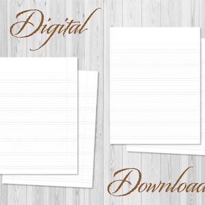 College Ruled Journal Paper, Black and White Lined Paper