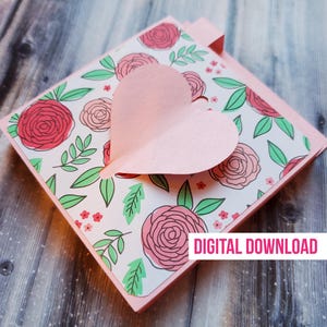 File di taglio per porta post-it, download digitale, porta post-it con chiusura a cuore