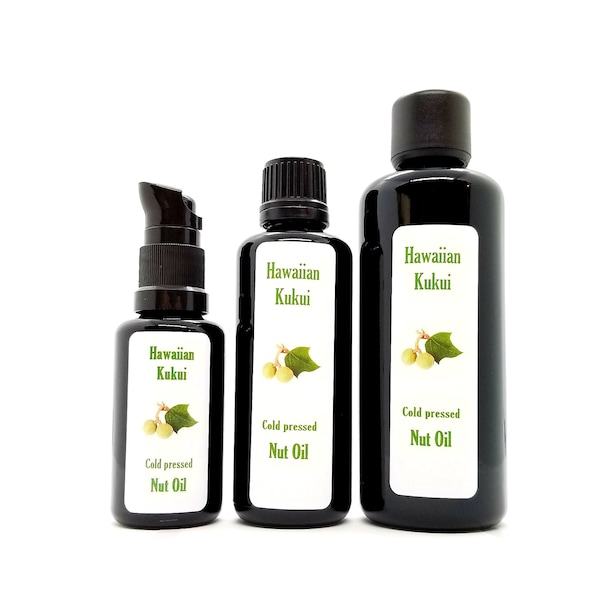 Organic Kukui Nut Oil (Aleurites moluccanus) Pure Cold Pressed Lightweight Moisturizer for skin hair and nails candlenut Indian Walnut