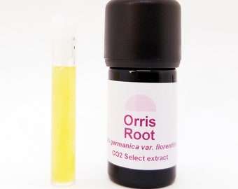 Orris Root CO2 Select extract 3 % Irones fixed in organic MCT oil use in perfumery soaps cosmetics and more