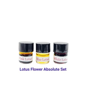 Lotus Flower Absolute Sample Set Trio ~ Blue White Pink Absolutes ~ Gift Set Perfume Natural Perfumery Floral Sweet Scent Aroma
