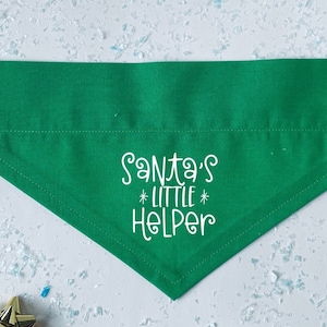 Bandana para animais de estimação do ajudante do Papai Noel: Bandana de algodão para cães e gatos - sobre coleira, amarração ou fecho de pressão