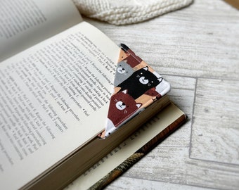 Fabric Corner Bookmark - Multicoloured Cats