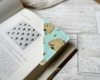 Fabric Corner Bookmark - Mint Beehives