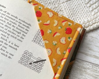 Personalised Fabric Corner Bookmark - Orange Apples & Blossoms