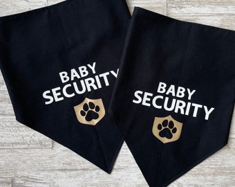 Baby Security Personalized Dog Cat Pet Bandana - Scrunchie / Elastic, Over the Collar, Snap or Tied Style