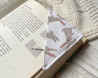 Personalised Fabric Corner Bookmark - Woodland Grey Rabbits