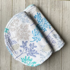 Three Layer Receiving Blanket / Burp Pad / BUrp Cloth - White Owls
