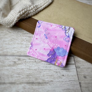 Personalised Fabric Corner Bookmark - Pink & Purple Unicorn