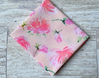 Peonies & Roses Pet Bandana - Scrunchie / Elastic, Snap, Over the Collar or Tied