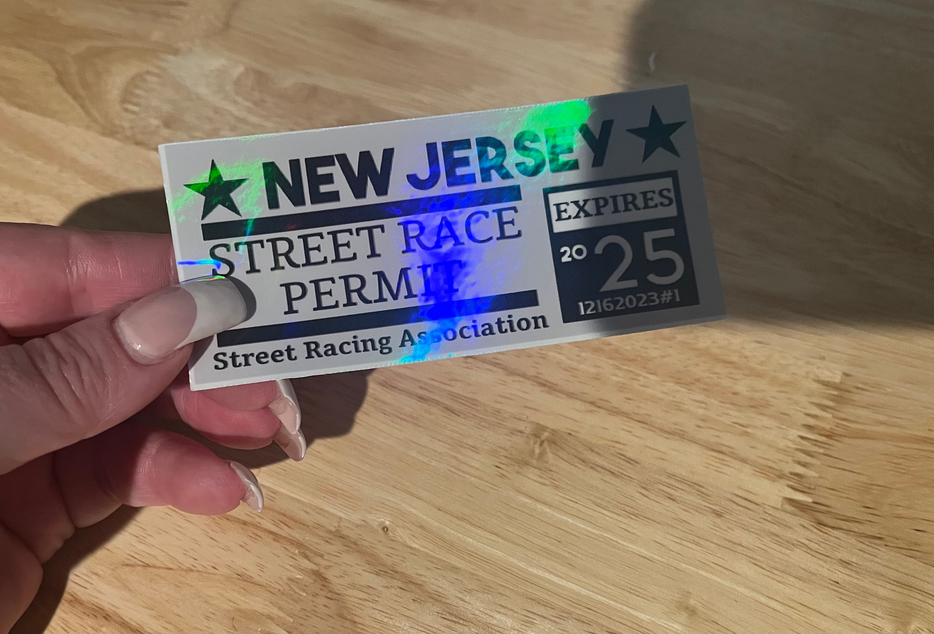 Street Racing Holographic Sticker- Inspection Dupe-street Racing Permit ...