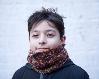 Merino wool knit, hand-made Cowl "September" (4+ years)