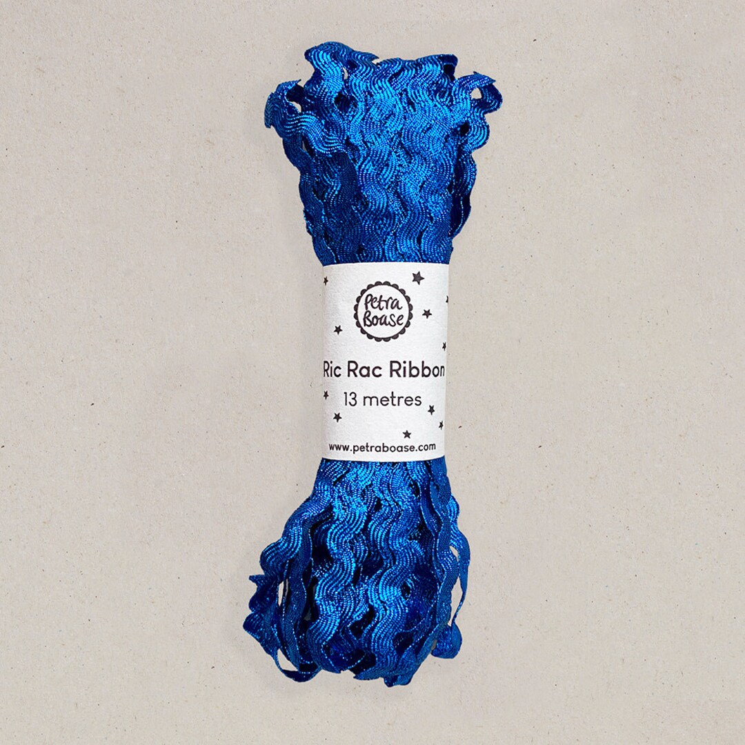Blue Metallic Ric Rac Ribbon, Gift Wrapping, Sewing Projects (13 Metre ...