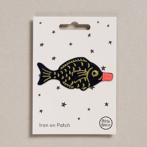 Soy Sauce Fish Bottle Iron on Patch for Customising and Upcycling Clothes and Accessories.