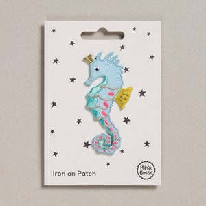 Seahorse Iron on Embrodiered Patch For Customising Clothes and Accessories.