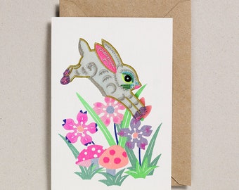 Riso Papercut Cards - Iron on Rabbit