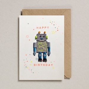 Bügelbild Roboter Happy Birthday