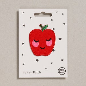 Strykmärke med äpple och frukt för att anpassa och återvinna kläder och accessoarer.