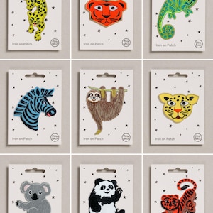 Juego de 2 parches termoadhesivos de animales – Parches bordados de animales salvajes para niños – Tú eliges
