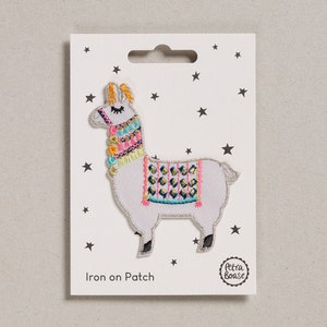 Llama Iron on Embrodiered Patch For Customising Clothes and Accessories.