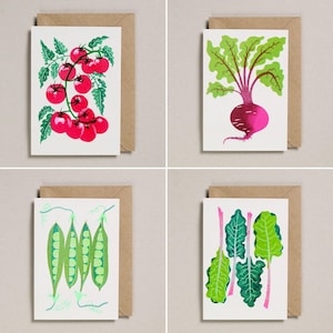 Gemüse Risograph Print Grußkarten Set 4 Stück
