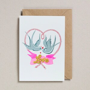 Saint-Valentin - Oiseaux avec coeur en corde