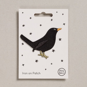Black Bird Iron on Embroidered Patch For Customising Clothes and Accessories.