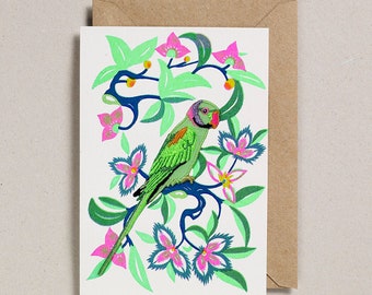 Riso Papercut Cards - Iron on Parrot