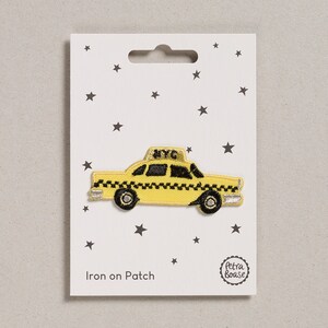 NYC Retro Taxi Iron On Patch for Customising and Upcycling Clothes and Accessories.