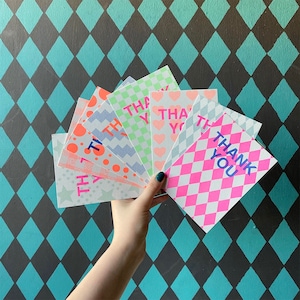 Lot de 12 cartes de remerciement A6 - motifs variés