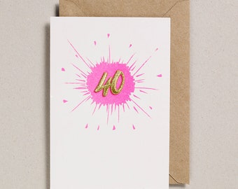 Embroidered Age - 40 Pink