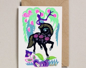 Riso Papercut Cards - Iron on Pony