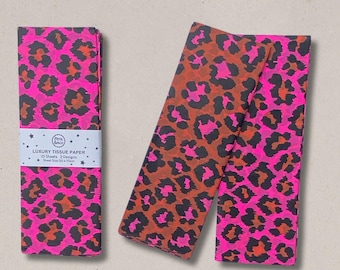 Luxe tissuepapier, zuurvrij, luipaardprintpatroon gember en roze, 10 vellen.