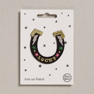Lucky Horsehoe Iron on Patch for Good Luck, Weddings and Travel.