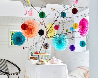 Set di 2 ventagli di carta colorati, scegli i tuoi colori, decorazioni ecologiche da appendere per feste.