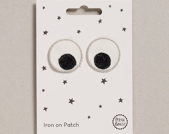 Googly Eye Iron on Patches for Customising and Upcycling Clothes and Accessories.