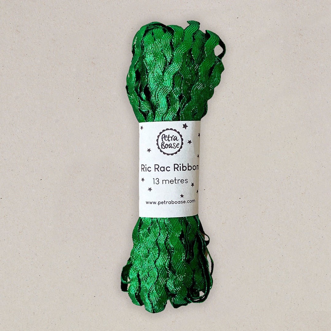 Green Ric Rac Border Green Metallic Ric Rac Ribbon for Gift Wrapping or Sewing and Craft ...