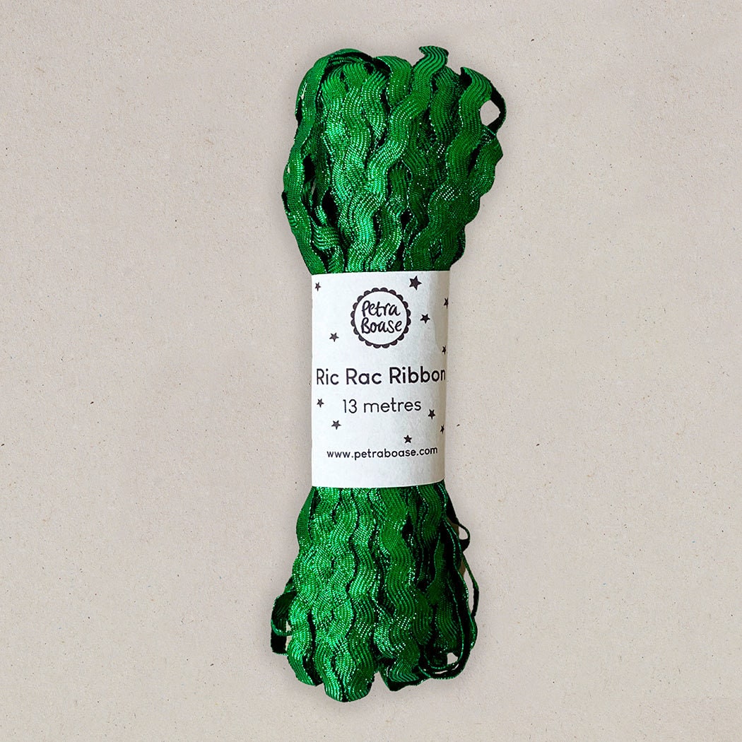 Grosgrain Ribbon Ric Rac Green Metallic Ric Rac Ribbon for Gift Wrapping or Sewing and Craft ...