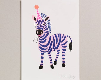 Risograph Print (A4) - Zebra