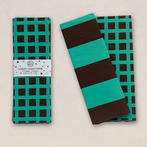 Luxury Pattern Tissue Paper, Acid Free, Chocolate & Turquoise, 10 Sheets.