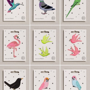 Bird Iron On Patch Set of 2 – Embroidered Bird Patches, You Choose Design