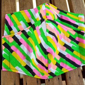 Nose Wire Face Mask, filter pocket, washable, NEON STRIPES