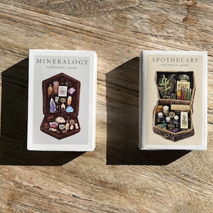 Cartes de sorcellerie ~ Cartes de cristal d'apothicaire Herbes ~ Cartes Flash de référence d'index ~ Fournitures Wiccan ~ Minéralogie Oracle Tarot Deck