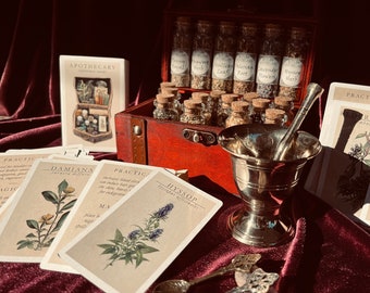 Häxkonst Apotekar Mini ~ Wicca Hedniska Örter ~ Häxkit Ask ~ Altartillbehör ~ Torkade örter, rötter, bär ~ Skuggornas bok ~ Trolldrycker