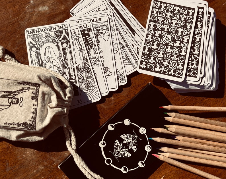 COLOR-IN TAROT do it yourself tarot deck coloring witchcraft divination oracle deck image 1