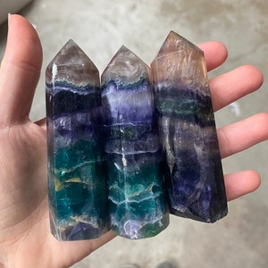 Fluorite Wand Point crystal mineral purple green