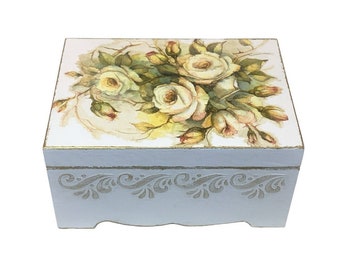 Wooden Jewellery Box, Handmade Jewellery Organizer, Decoupage Home Decor Boxes