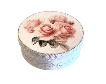 Wooden Handmade Shabby Chic Jewelry Box Decoupage Gift Box With Flowers Storage Box For Home Decor Or Jewerly Storage Box